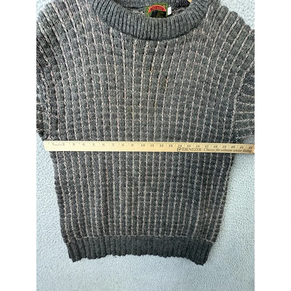 Vintage Boston Traders Knit Wool Blend Sweater Mens Large Brown Crewneck